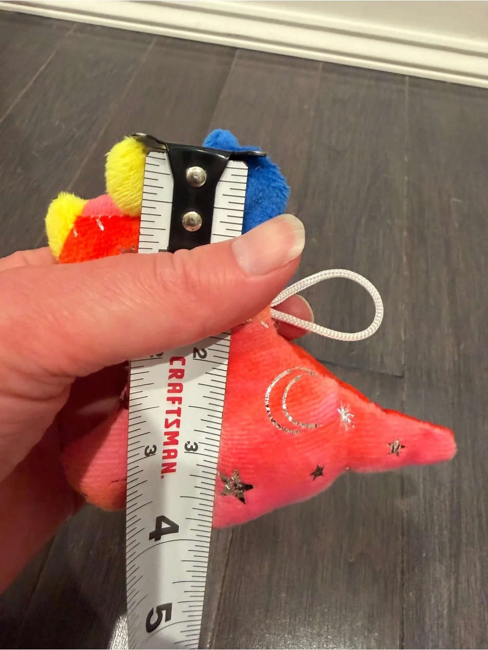 NWOT 4” in Plush Triceratops Stuffed Toy Animal Moon Stars Red and Blue Keychain